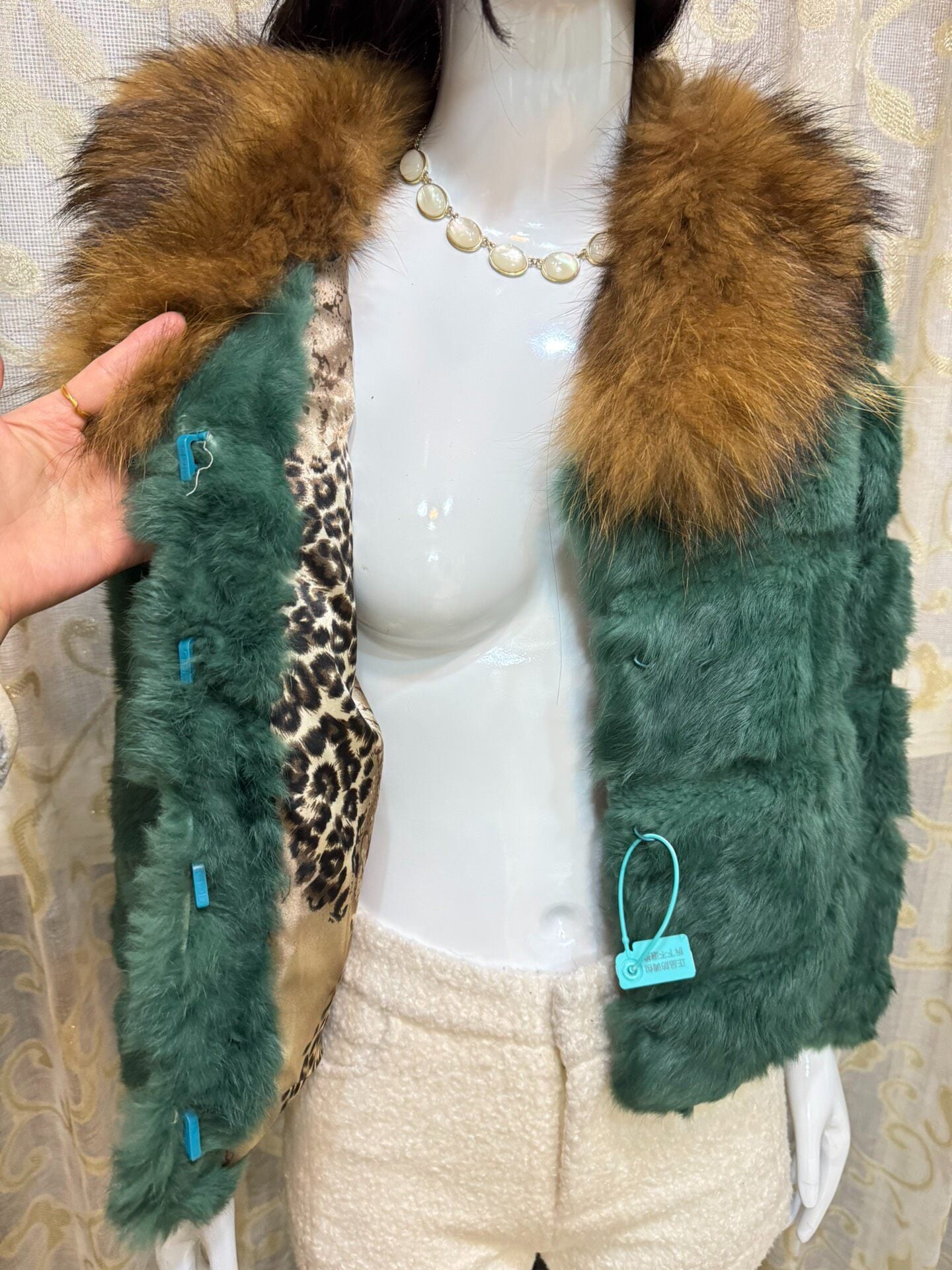 Vintage Dark Green Genuine Fur Coat