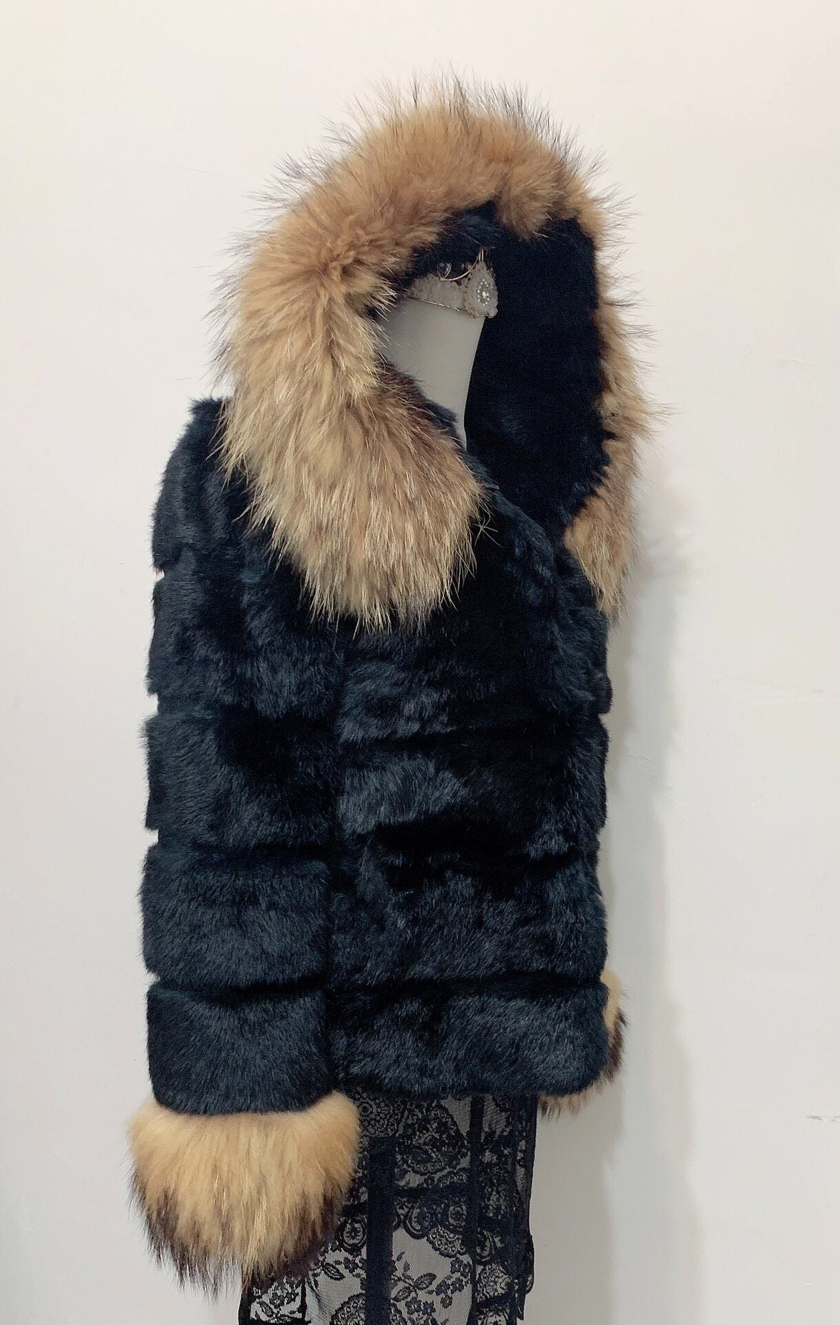 Vintage Black Genuine Fur Coat