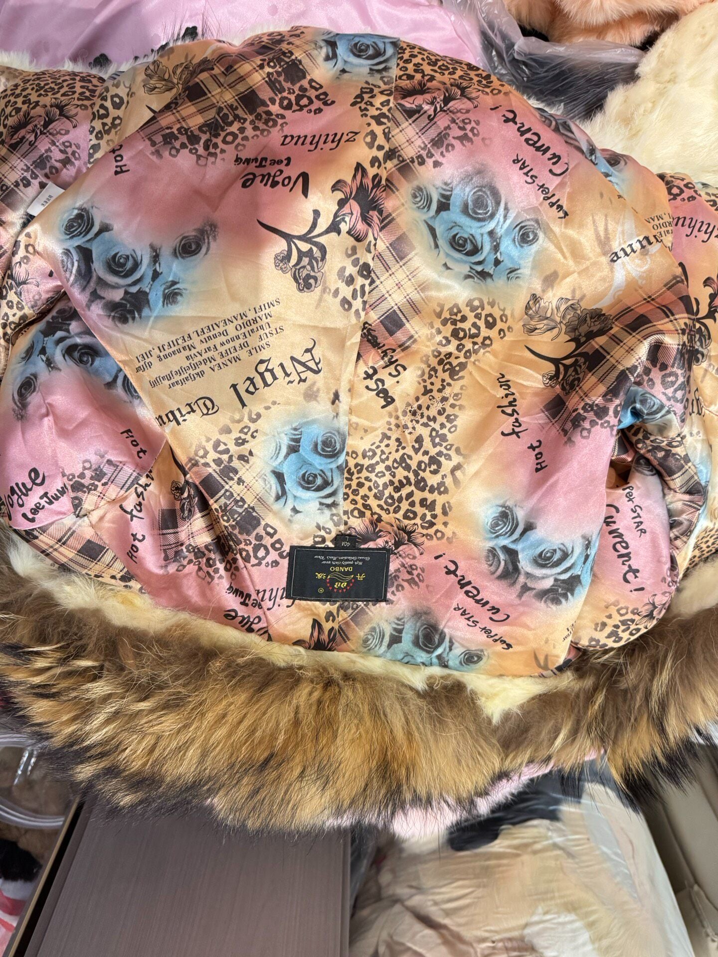 Vintage off-white genuine fur coat