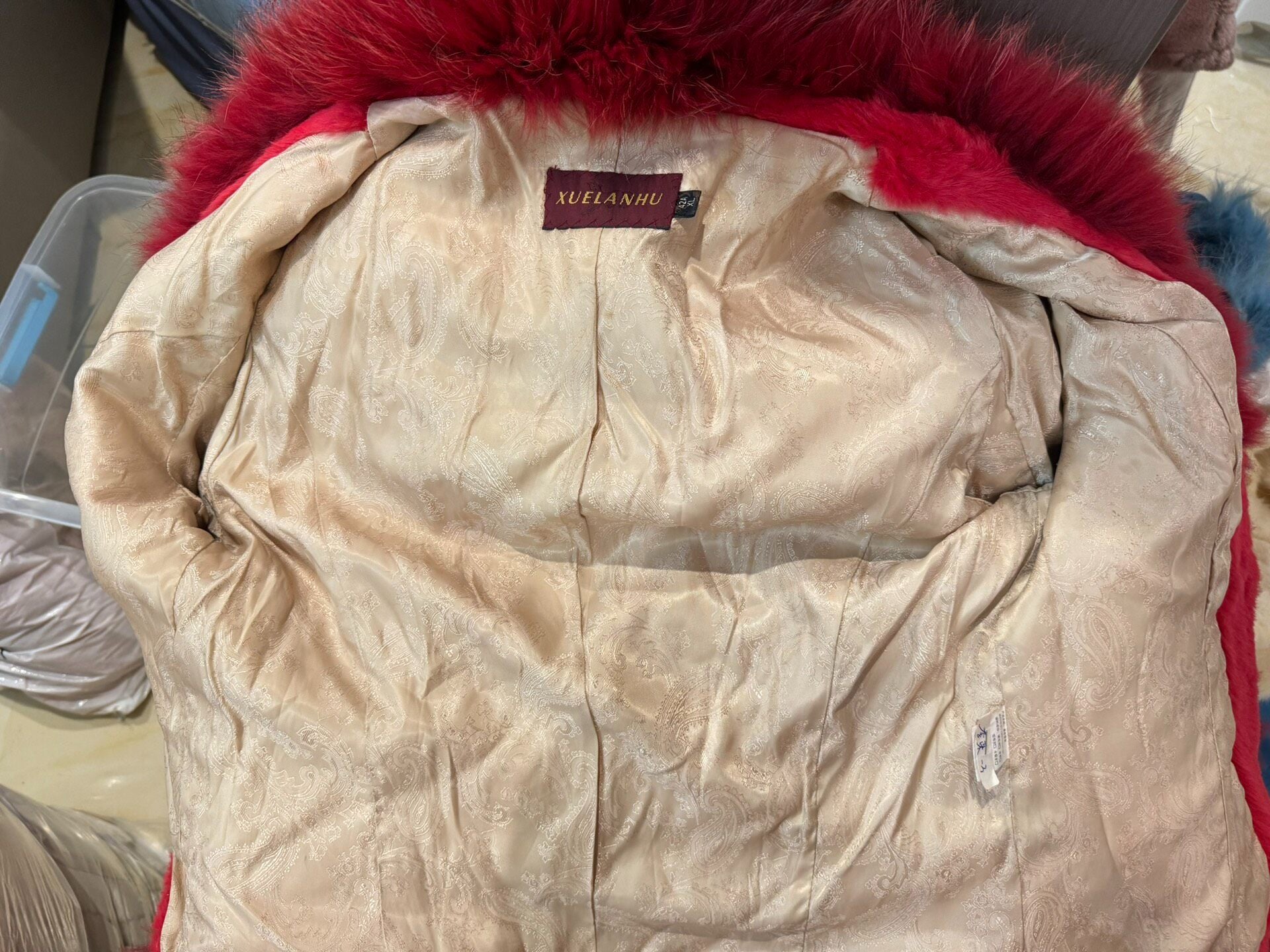 Vintage Red Genuine Fur Coat