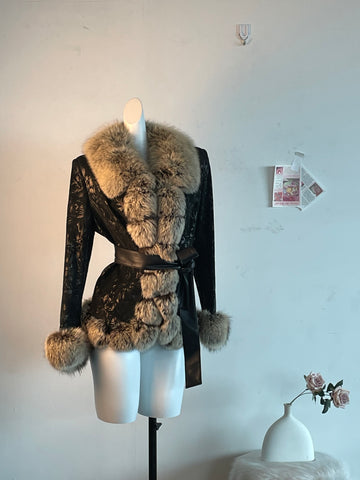 Black Genuine Fur Coat