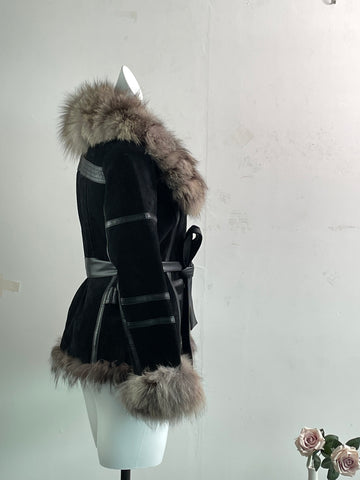 Black Genuine Fur Coat