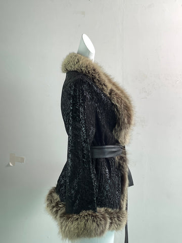 Black Genuine Fur Coat