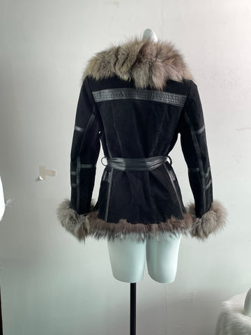 Black Genuine Fur Coat