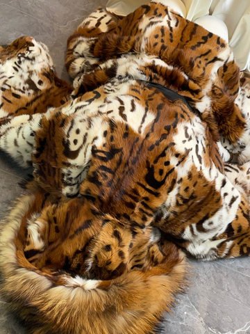 Vintfur Tiger Stripe Genuine Fur Coat ccp3 detail 3