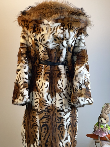 Vintfur Tiger Stripe Genuine Fur Coat ccp3 Rear view1