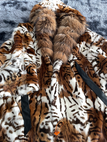 Vintfur Tiger Stripe Genuine Fur Coat ccp3 detail 2