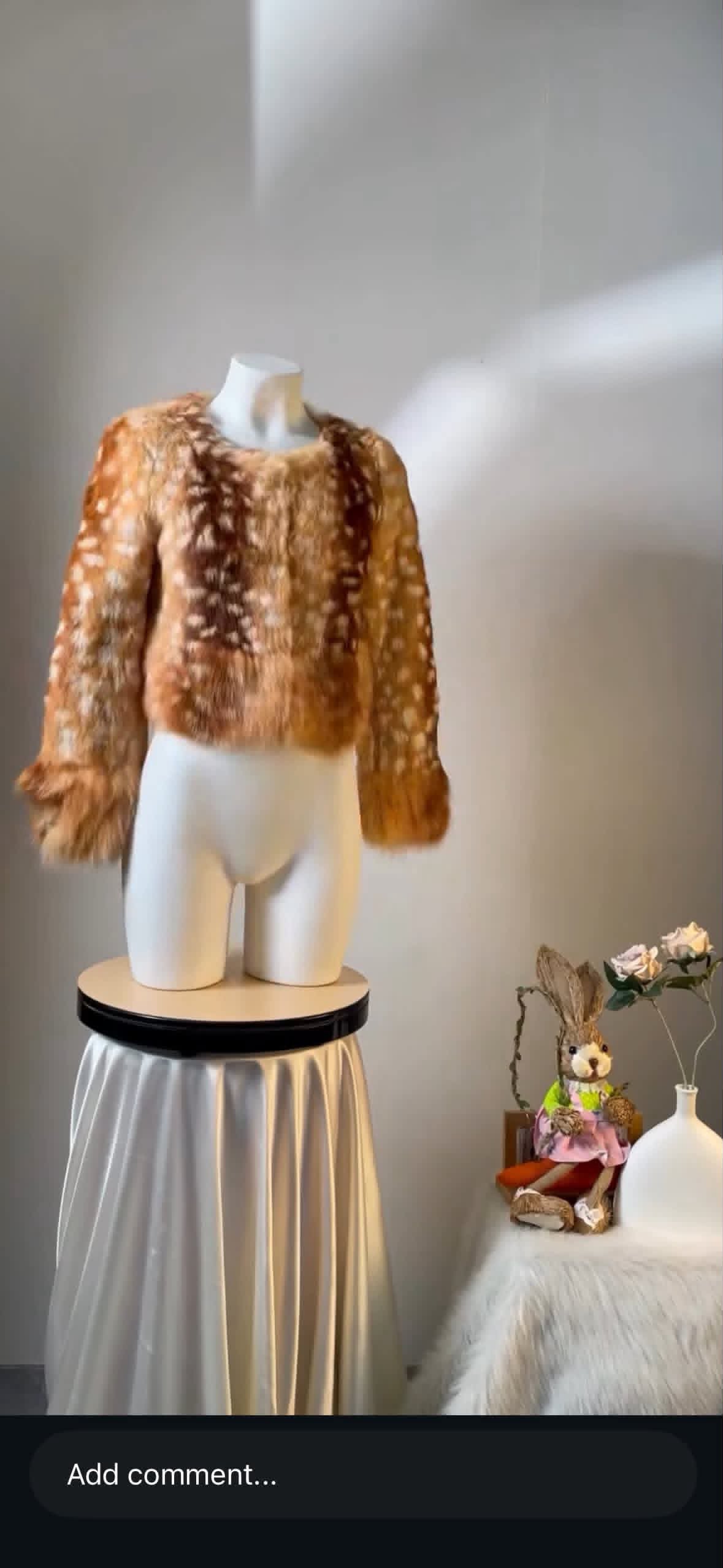 Ladies' deer-print dyeing fur coat