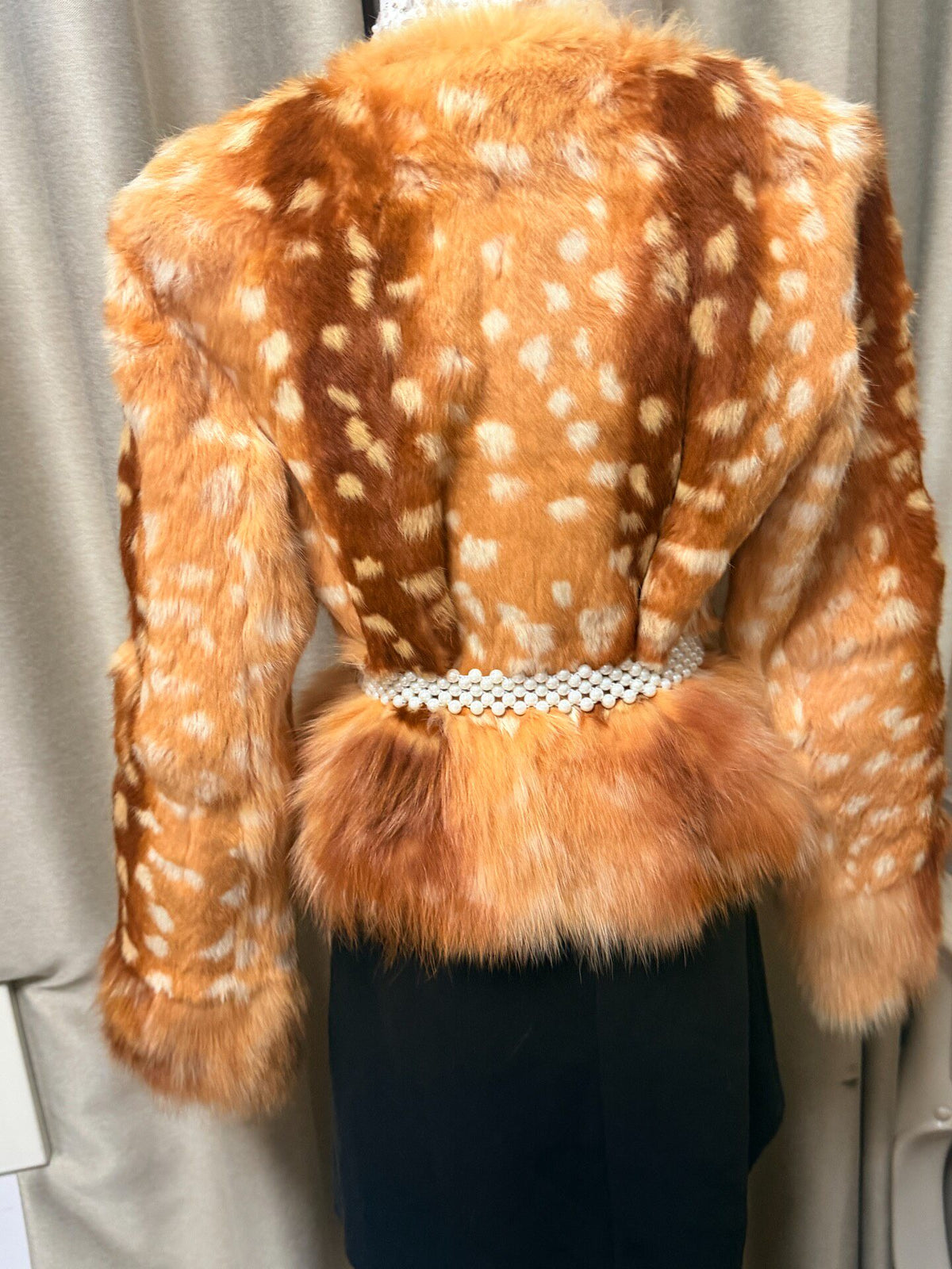 Ladies' deer-print dyeing fur coat