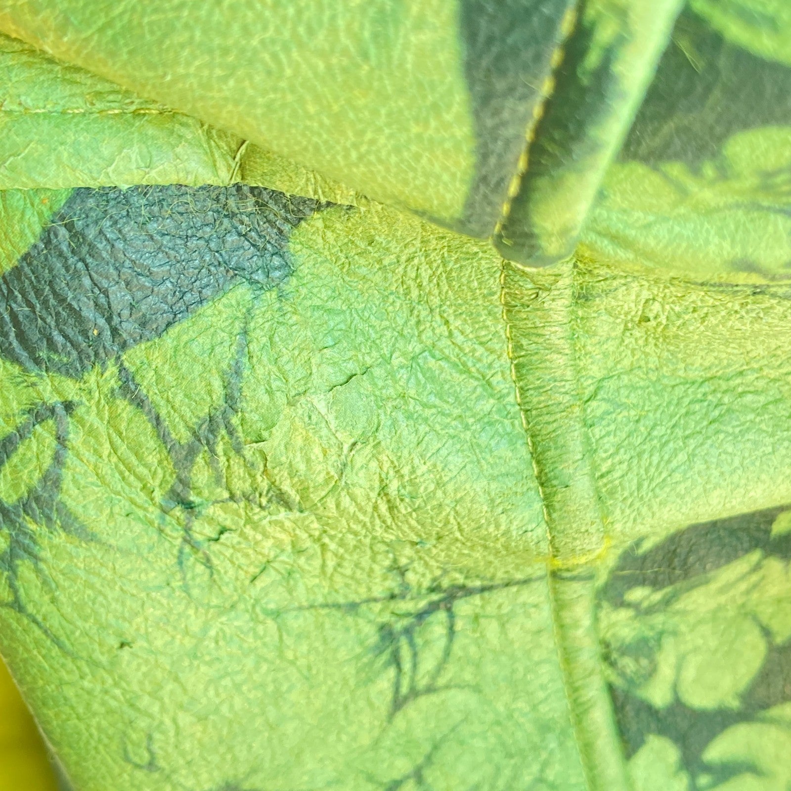 Y2K Green Tie-Dye Jacket with Chartreuse Faux Fur Trim (Women’s M)