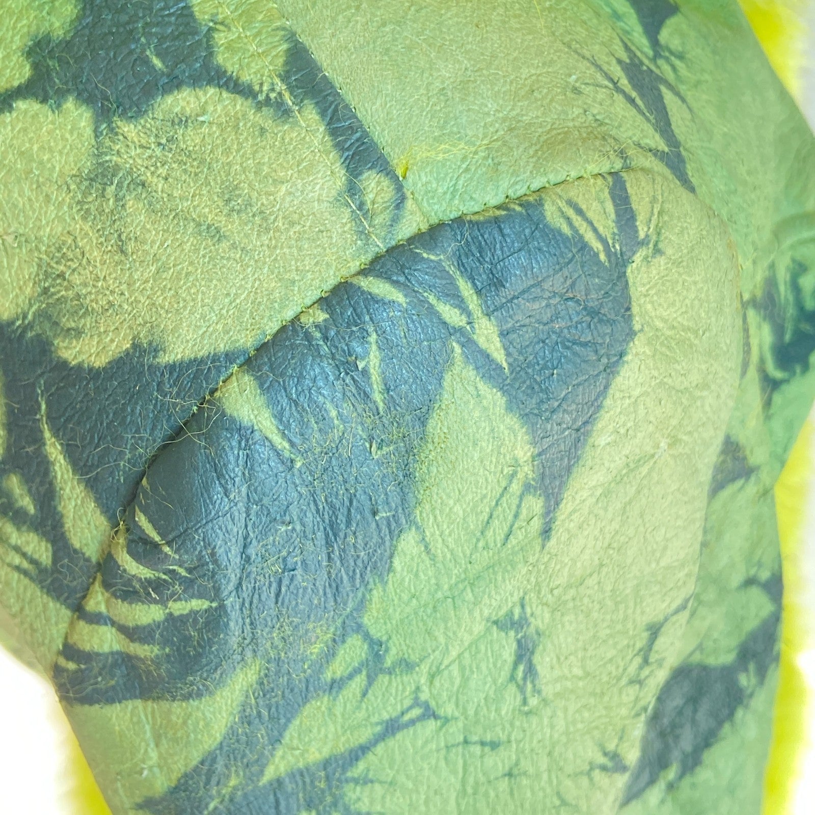 Y2K Green Tie-Dye Jacket with Chartreuse Faux Fur Trim (Women’s M)
